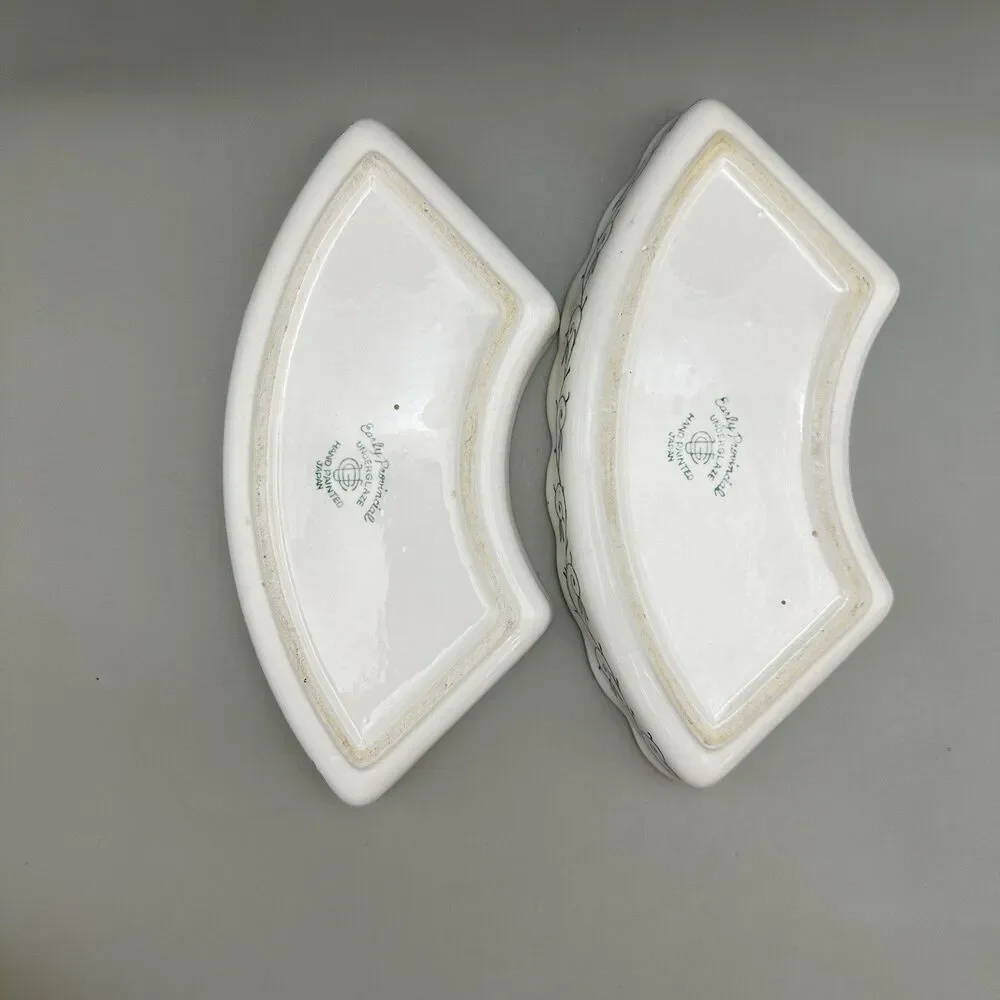 Early Provincial Rooster Lazy Susan Replacement Dishes Hand Painted Japan Set 2